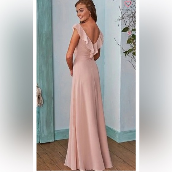 B12 Jasmine Bridesmaid Long Dress shell pink Size 16 Sleeveless v neck - Picture 2 of 12
